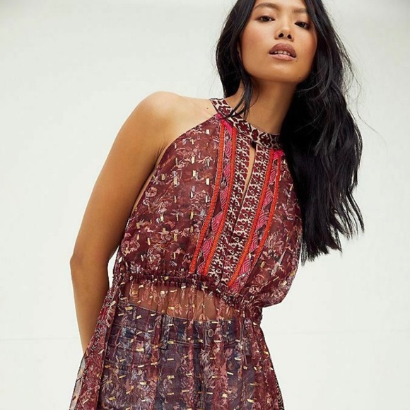 Sheer Brown Halter Top - Picture 2 of 16